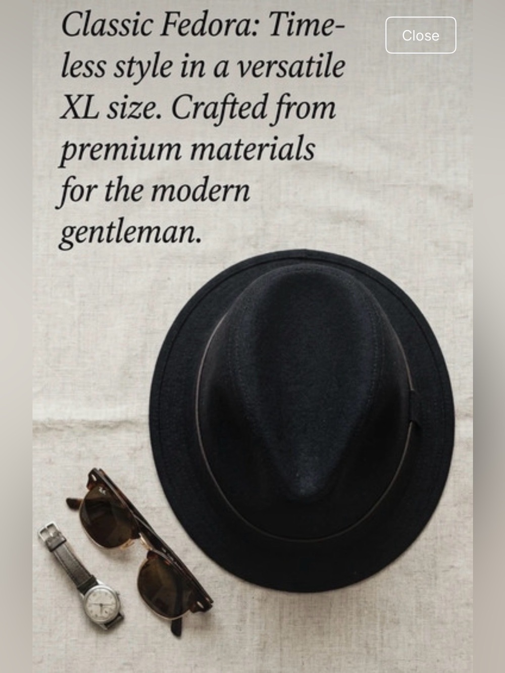 Banana Republic Black Fedora Hat - Men's Classic Style